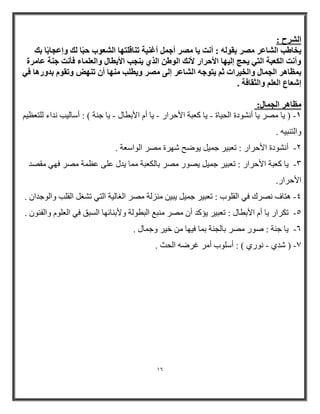 16 
ا وُْػ : 
٣قبٛت ا بُْػو وٖٓ ثوٞ ُٚ : أ ذٗ ٣ب وٖٓ أع أؿ ٤٘خ ر ب٘ه زِٜب ا ؼُْٞة ؽجًب يُ ٝئػغبثًب ثي 
٣ غ٘ت الأثطب ٝا ؼُ بِٔء كأ ذٗ ع خ٘ ػب وٓح ٣ؾظ ئ ٤ُٜب الأؽواه لأ يٗ ا ُٞٛ ا نُ ١ ٝأ ذٗ ا ؼٌُجخ ا زُ ٢ 
ث ظٔبٛو ا غُ بٔ ٝا قُ ٤واد ص ٣زٞعٚ ا بُْػو ئ ٠ُ وٖٓ ٝ ٣ط تِ ٜٓ٘ب أ ر ٜ٘ ٝروٞ ثلٝهٛب ك ٢ 
ئ ؼّبع ا ؼُ ٝا ضُوبكخ . 
ظٓبٛو ا غُ بٍٔ : 
٠ب ظِر ٠ب أ شٔٛاح ا حٌ ١بح ٠ب وؼجخ الأثرار ٠ب أ -َ - - ( الأثطبي ٠ب ج خٕ ( - : أضب ١ٌت اء زٌٍؼظ ١ 
ٚا زٌ جٕ ١ٗ . 
- 2 ٠ٛػح شٙرح ظِر أ شٔٛاح الأثرار : رؼج ١ر ج ١ّ ا ٌٛاضؼخ . 
- 3 ٠ب وؼجخ ٠ظٛر ظِر ثب ىٌؼجخ بِّ ٠ ي ػ ٍٝ ػظ خّ ظِر فٟٙ مِظ الأثرار : رؼج ١ر ج ١ّ 
الأثرار. 
4 ز٘بف ظٔرن فٟ - ٠ج ١ سِٕ خٌ ظِر ا غٌب ١ٌخ ا زٌٟ رشغ ا مٌ تٍ ٚا ٌٛج ا . ا مٌ ٍٛة : رؼج ١ر ج ١ّ 
- 5 رىرار ٠ب أ الأثطبي : رؼج ١ر ٠ؤو أ ظِر جِٕغ ا جٌطٛ خٌ ٚلأث بٕئٙب ا طٌجك فٟ ا ؼٌ ٍٛ ٚا فٌ ٕٛ . 
- 6 ٠ب ج خٕ : طٛر ظِر ثب وٌ خٕ ث بّ ف ١ٙب خ ١ر ٚج بّي . 
-7 ( ش ٞ ٛٔرٞ ( : أض ٍٛة أ رِ غرػ ا حٌش . - 
 