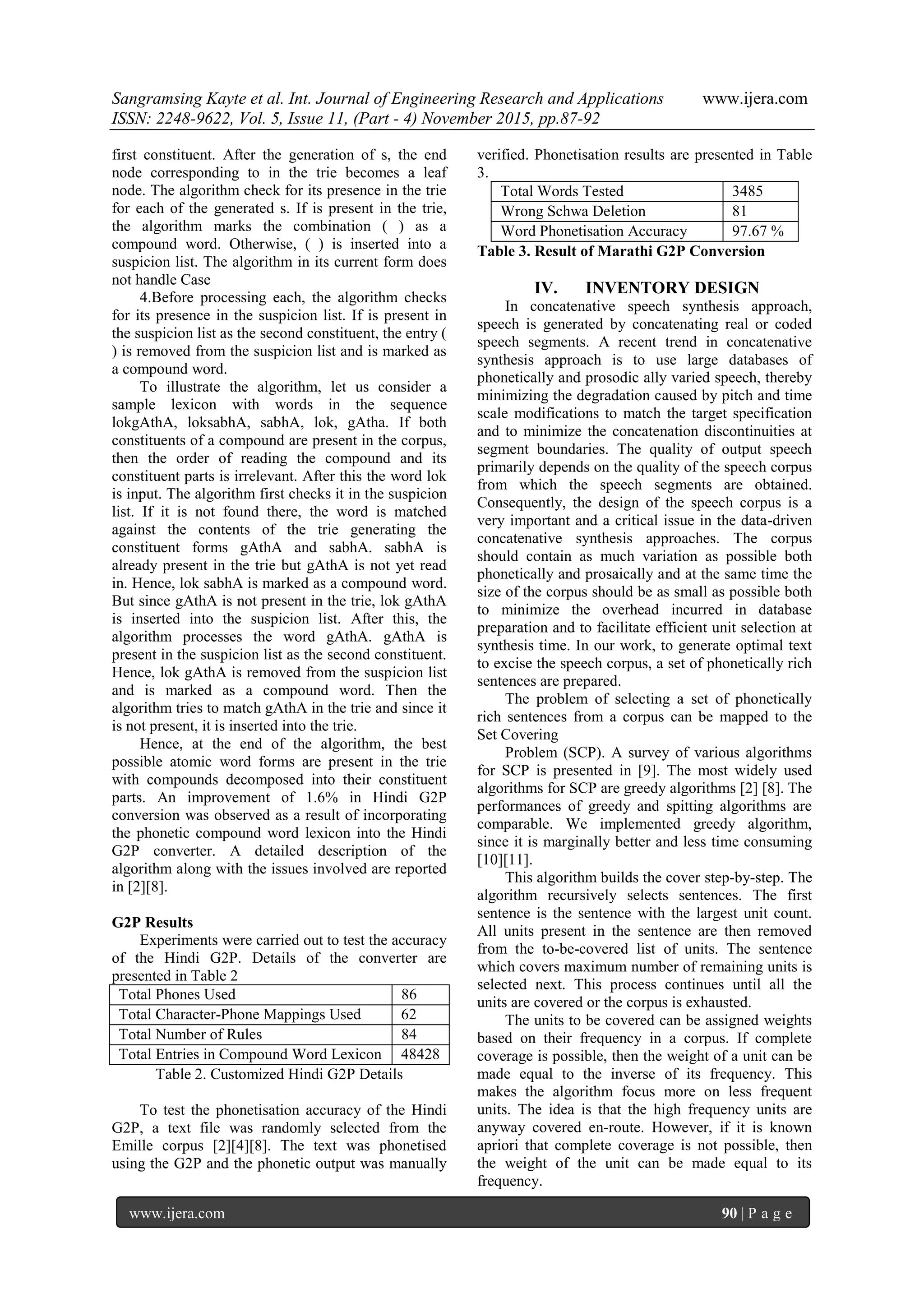 Grapheme-To-Phoneme Tools for the Marathi Speech Synthesis | PDF
