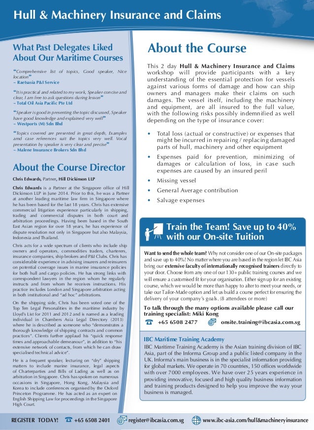 Hull & Machinery Insurance and Claims