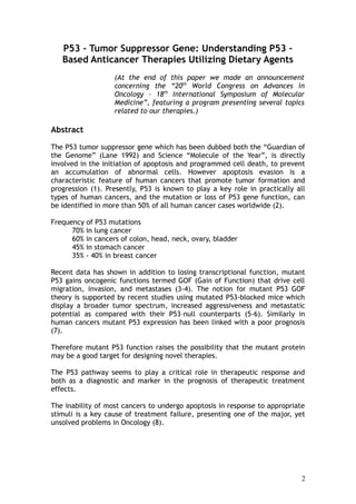 P53 Tumor Suppressor Gene: Understanding P53 Based Dietary Anti Cancer ...
