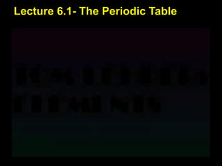 Lecture 6.1- The Periodic Table
 