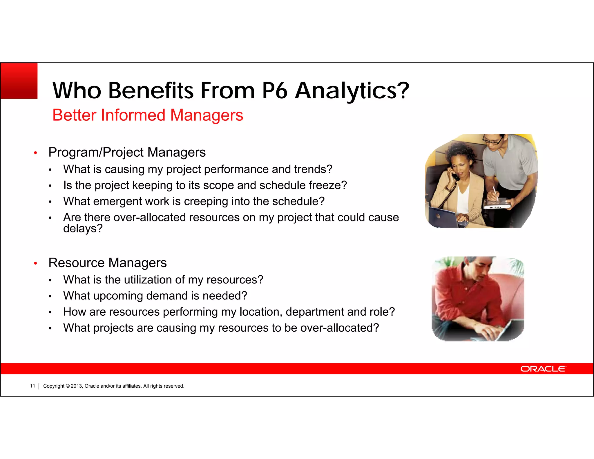 P6 analytics product roadmap and overview - Oracle Primavera P6 ...