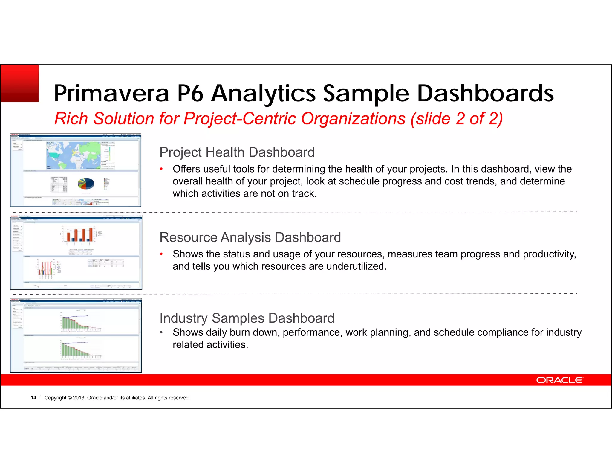 P6 analytics product roadmap and overview - Oracle Primavera P6 ...