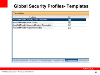 Global Security Profiles- Templates




© 2012 Oracle Corporation – Proprietary and Confidential
                                                           37
 