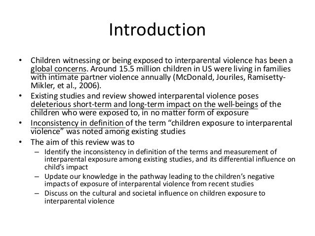 An Overview On Children Exposure To Interparental Violence Definitio