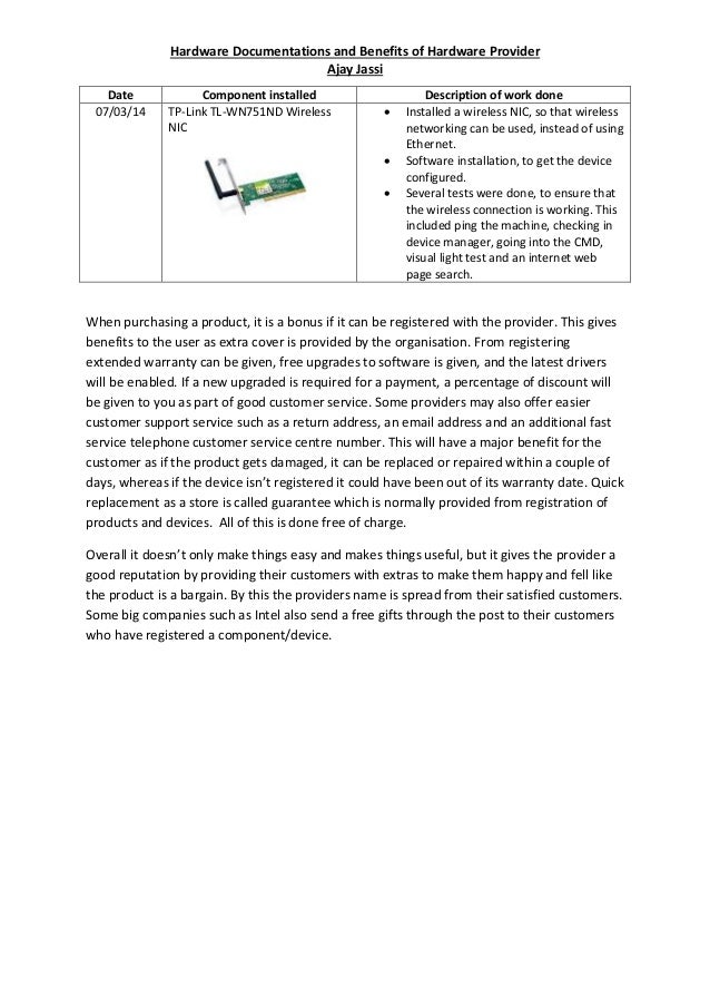 Hardware Documentation and Benefits of Hardware Provider