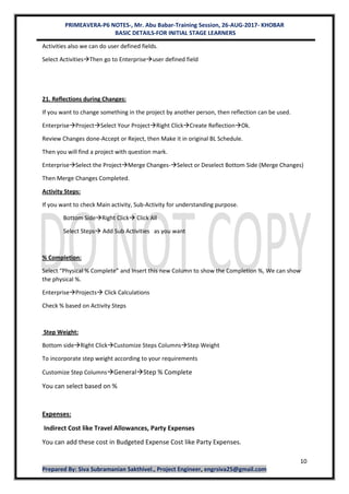 Primavera P6 Notes For Beginners Pdf