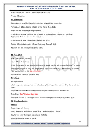 Primavera P6 Notes For Beginners Pdf