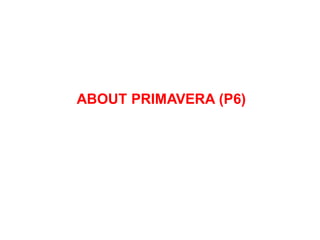 ABOUT PRIMAVERA (P6)
 
