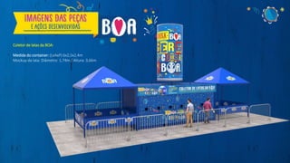 Coletor de latas da BOA:
Medida do container: (LxAxP) 6x2,5x2,4m
Mockup da lata: Diâmetro: 1,74m / Altura: 3,66m
 