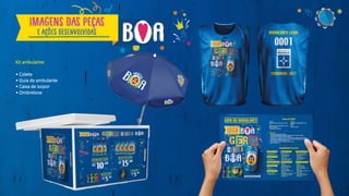 Kit ambulante:
• Colete
• Guia do ambulante
• Caixa de isopor
• Ombrelone
 