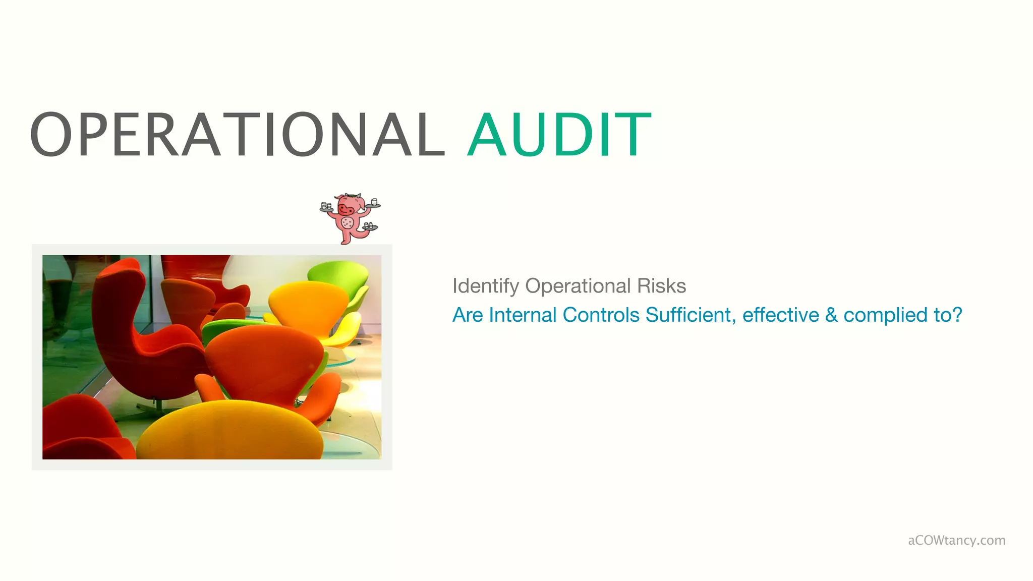 OPERATIONAL AUDIT

           Identify Operational Risks
           Are Internal Controls Sufﬁcient, effective & complied to?




                                                             aCOWtancy.com
 