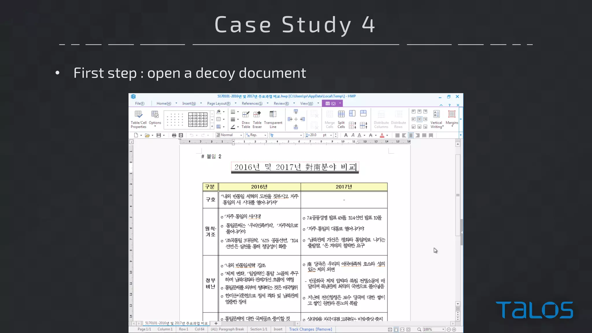Case Study 4
• First step : open a decoy document
 