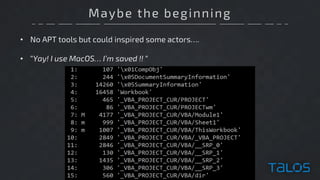 Maybe the beginning
• No APT tools but could inspired some actors….
• “Yay! I use MacOS… I’m saved !! “
 