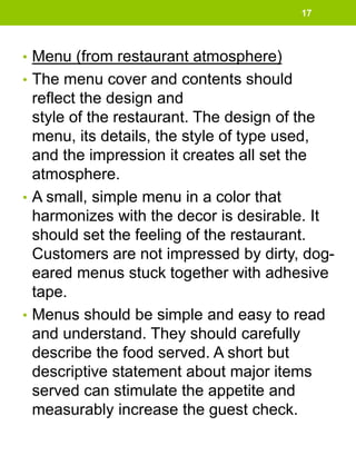 P 8 Food & Beverage cycle The Menu | PDF