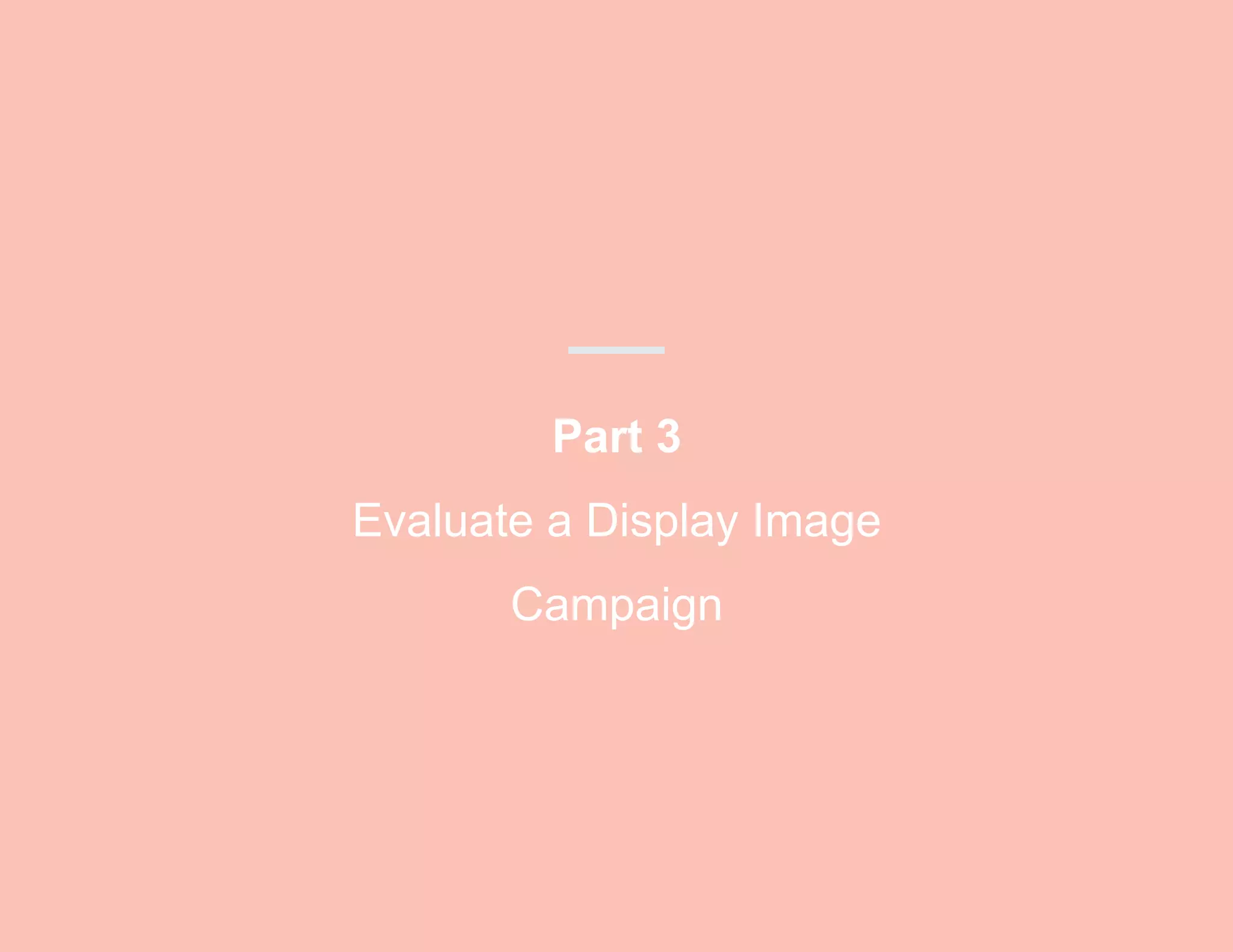 Part 3
Evaluate a Display Image
Campaign
 