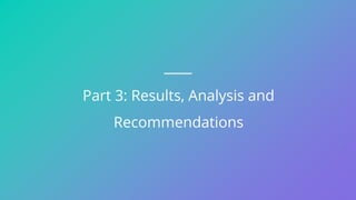 Part 3: Results, Analysis and
Recommendations
 