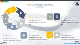 w w w . D o m a i n . c o m Page 110
www.MainSlide.com
© All Rights Reserved.
Confidential
CIRCLE DIAGRAM SAMPLE
Insert Your Subtitle
02 Business Plan
Lorem ipsum dolor sit amet,
consectetur adipiscing elit. Donec est
eros.
05 Business Plan
Lorem ipsum dolor sit amet,
consectetur adipiscing elit. Donec est
eros.
01 Business Plan
Lorem ipsum dolor sit amet,
consectetur adipiscing elit. Donec est
eros.
04 Business Plan
Lorem ipsum dolor sit amet,
consectetur adipiscing elit. Donec est
eros.
03 Business Plan
Lorem ipsum dolor sit amet,
consectetur adipiscing elit. Donec est
eros.
 