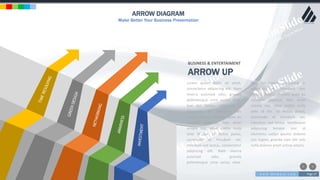 w w w . D o m a i n . c o m Page 27
www.MainSlide.com
© All Rights Reserved.
Confidential
ARROW DIAGRAM
Make Better Your Business Presentation
Lorem ipsum dolor sit amet,
consectetur adipiscing elit. Nam
viverra euismod odio, gravida
pellentesque urna varius vitae.
Sed dui lorem, adipiscing in
adipiscing et, interdum nec
metus. Mauris ultricies, justo eu
convallis placerat, felis enim
ornare nisi, vitae mattis nulla
ante id dui. Ut lectus purus,
commodo et tincidunt vel,
interdum sed lectus., consectetur
adipiscing elit. Nam viverra
euismod odio, gravida
pellentesque urna varius vitae.
Sed dui lorem, adipiscing in
adipiscing et, interdum nec
metus. Mauris ultricies, justo eu
convallis placerat, felis enim
ornare nisi, vitae mattis nulla
ante id dui. Ut lectus purus,
commodo et tincidunt vel,
interdum sed lectus. Vestibulum
adipiscing tempor nisi id
elementu sadips ipsums dolores
uns fugiats gravida nam elit vols
nulla dolores amet untras sitsers.
BUSINESS & ENTERTAIMENT
ARROW UP
 