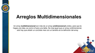 JAVA arreglos multidimensionales | PPTX