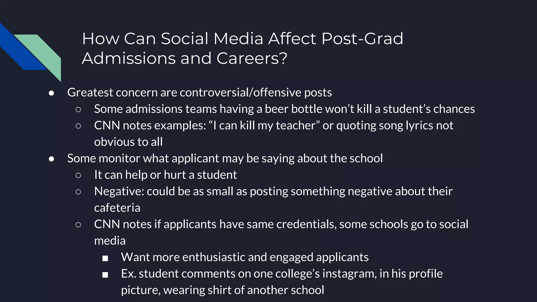 The Price Social Media has on College Admissions | PPTX | Social ...