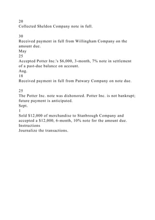 P9-7A Prepare entries for various receivable transactions..docx