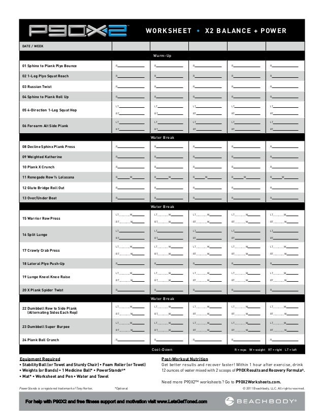 P90X2 Worksheets