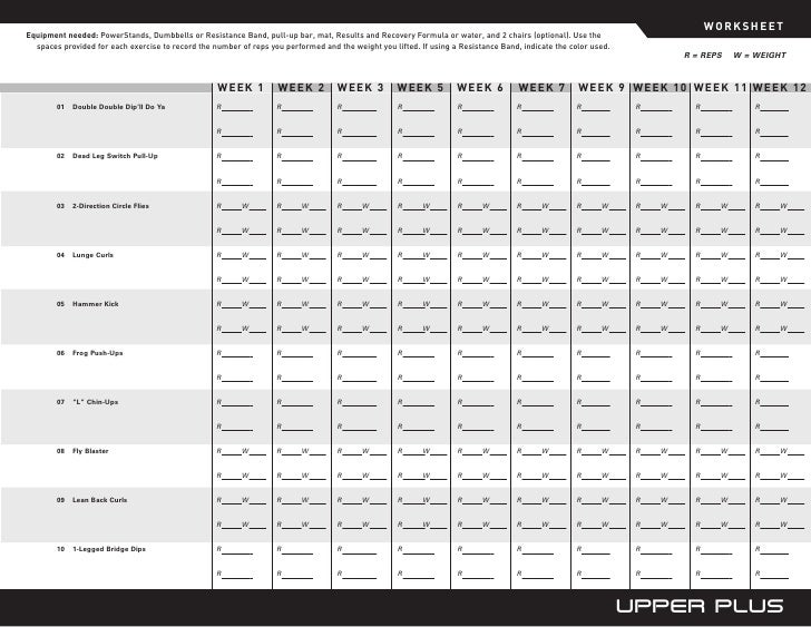 P90x Plus Worksheets