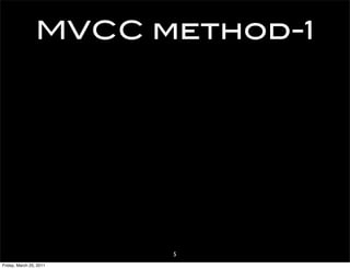 MVCC method-1




                         5
Friday, March 25, 2011
 