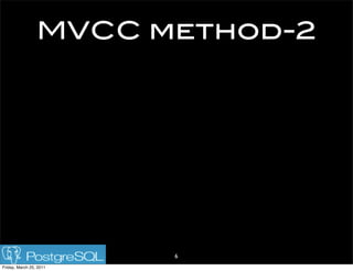 MVCC method-2




                         6
Friday, March 25, 2011
 