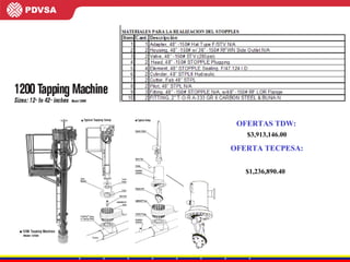 OFERTAS TDW:   $3,913,146.00 OFERTA TECPESA: $1,236,890.40   