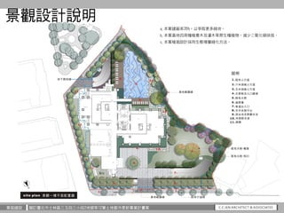 華固建設 擬訂臺北市士林區三玉段三小段2地號等12筆土地都市更新事業計畫案
景觀設計說明
a.本案建蔽率35%，以爭取更多綠地。
b.本案基地四周種植喬木及灌木等原生種植物，減少二氧化碳排放。
c.本案植栽設計採用生態複層綠化方法。
 