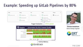 Example: Speeding up GitLab Pipelines by 80%
Christian Heckelmann
Senior DevOps Engineer
87.5%: passed
Automated SLI/SLO b...