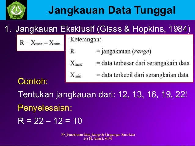 P9 Penyebaran Data Range Dan Simpangan Rata Rata