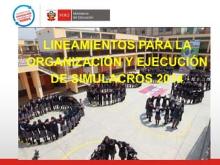 LINEAMIENTOS PARA LA
ORGANIZACIÓN Y EJECUCIÓN
DE SIMULACROS 2014
 