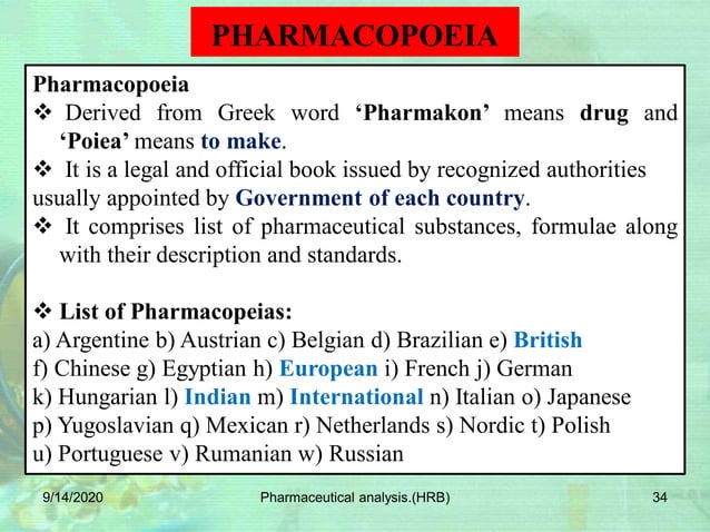 Introduction to Pharmaceutical analysis - I (HRB) | PDF