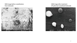 SEM image before crystallization
Pure Celecoxib
SEM image after treatment
Of spherical crystallized Celecoxib
24
 