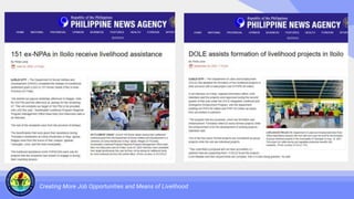 Creating More Job Opportunities and Means of Livelihood
 