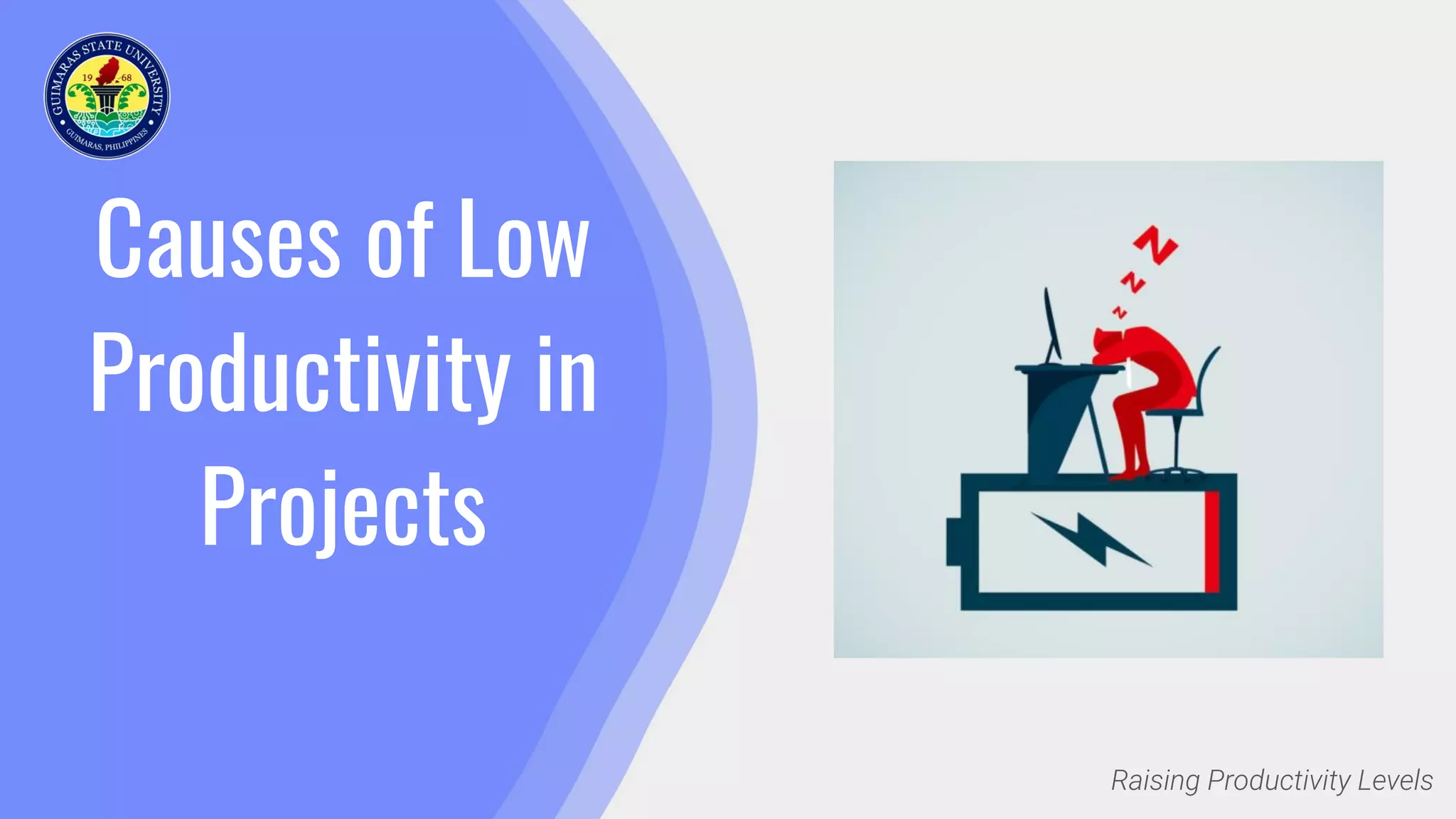Causes of Low
Productivity in
Projects
Raising Productivity Levels
 