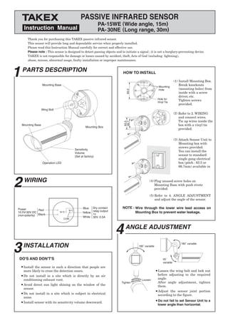 Takex PA-30NE Instruction Manual