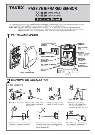 Takex PA-4820 Instruction Manual