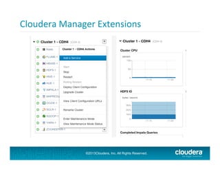  

Cloudera	
  Manager	
  Extensions	
  
	
  

©2013Cloudera, Inc. All Rights Reserved.

 