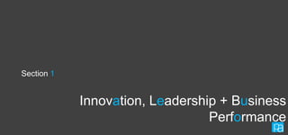 Section 1

Innovation, Leadership + Business
Performance

 