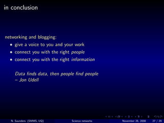 What can science networking online do for you