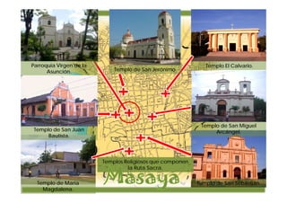 Parroquia Virgen de la                                        Templo El Calvario.
      Asunción.              Templo de San Jerónimo.




                                                            Templo de San Miguel
 Templo de San Juan                                              Arcángel.
      Bautista.




                         Templos Religiosos que componen
                                  la Ruta Sacra.

  Templo de María                                          Templo de San Sebastián.
    Magdalena.
 