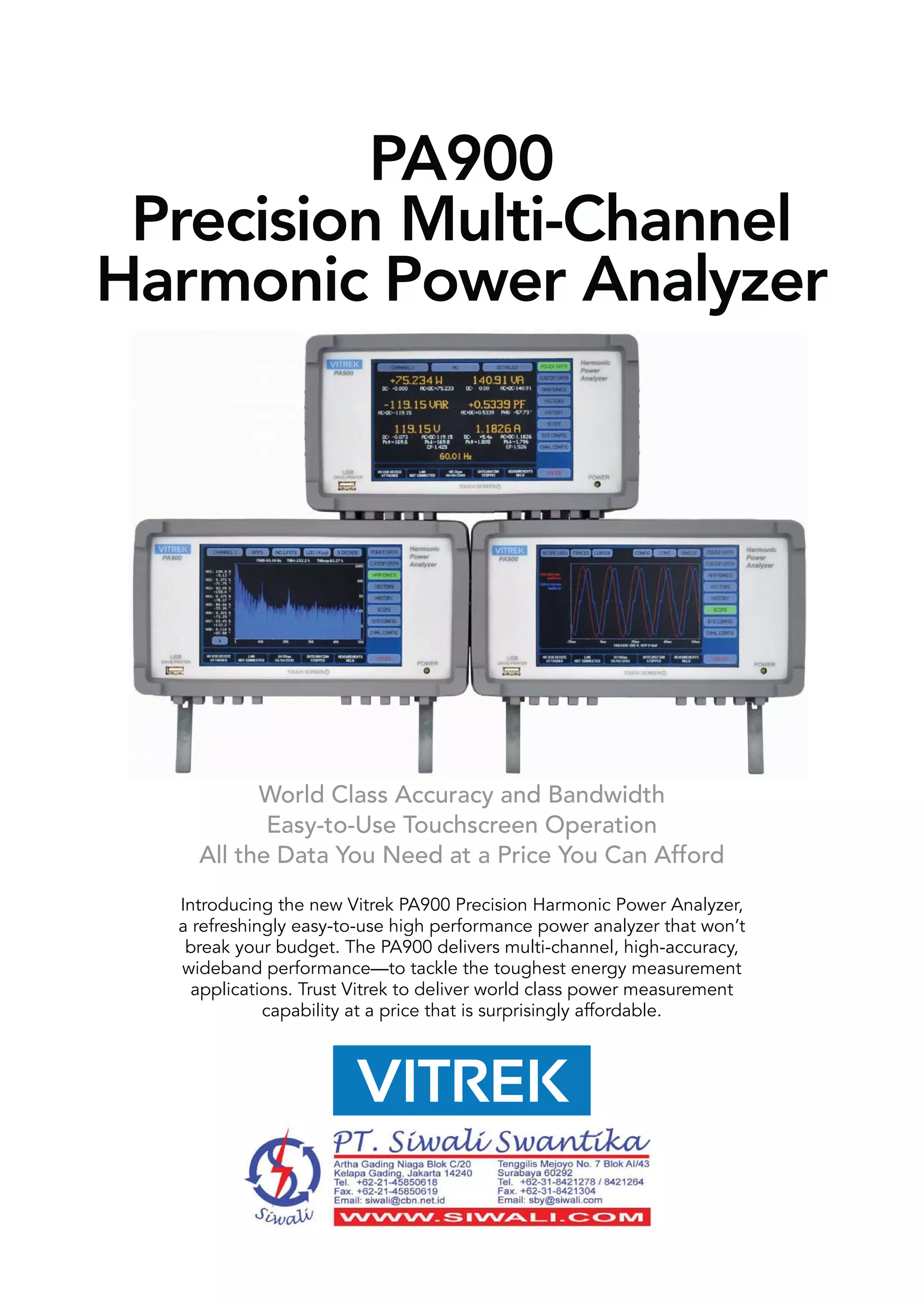 Vitrek Datasheet PA900 Multi-Channel Harmonic Power Analyzer | PDF