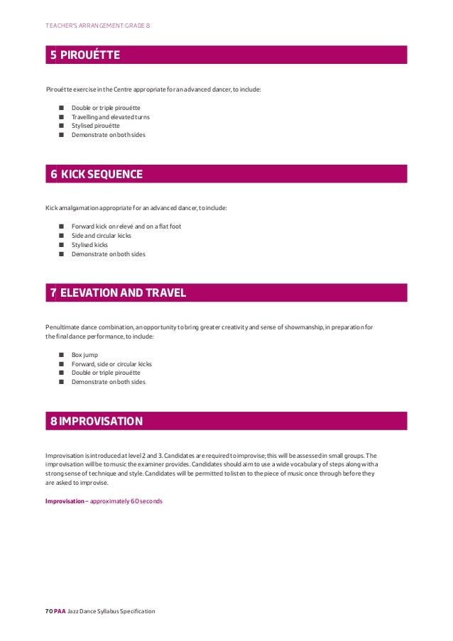 PAA 2016 Jazz Syllabus Specification Level 3 RSL