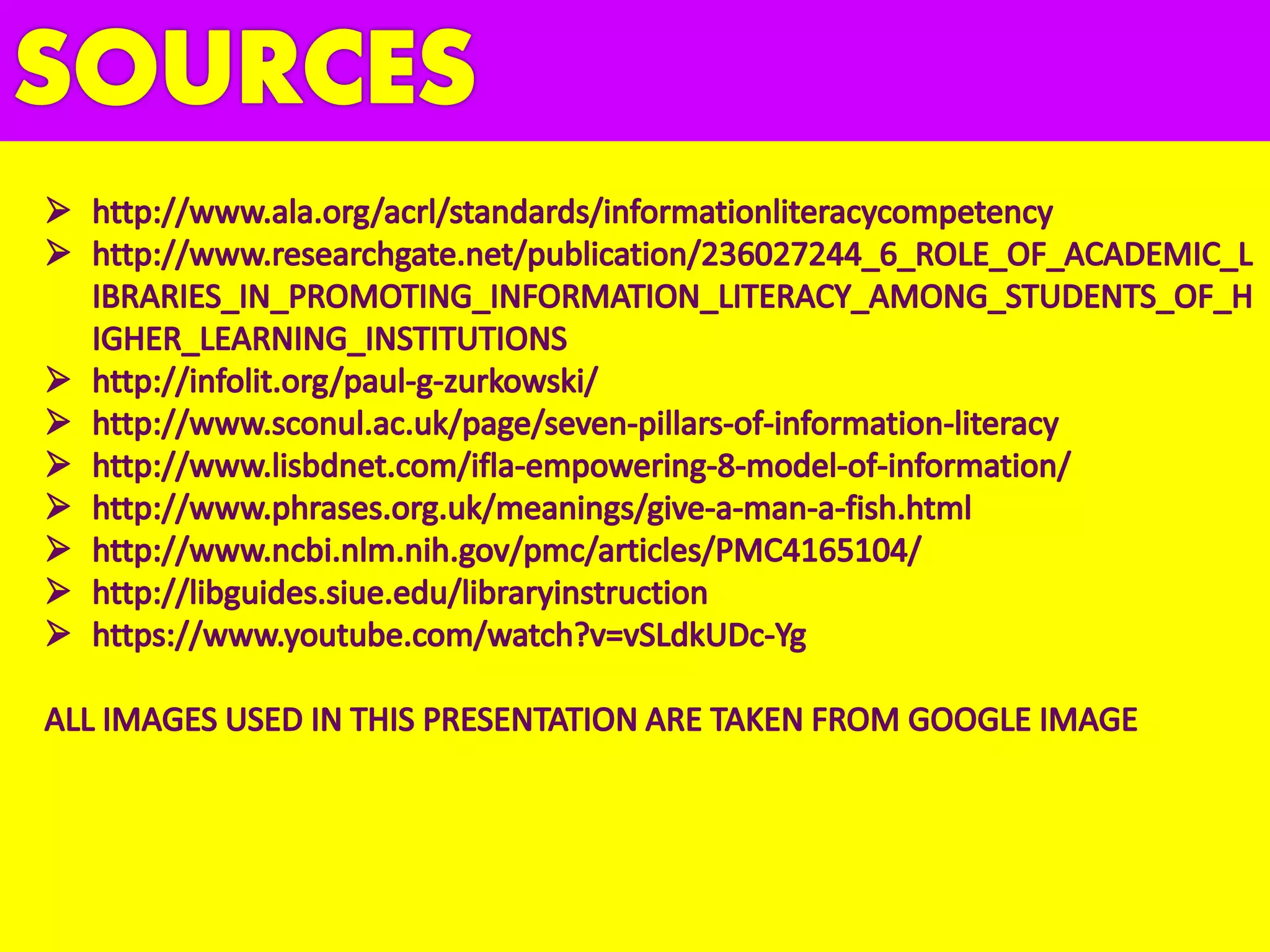 Information literacy and the role of academic libraries