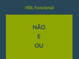 HDL Funcional
NÃO
E
OU
 