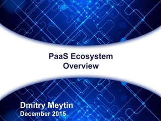 PaaS Ecosystem
Overview
Dmitry Meytin
December 2015
 